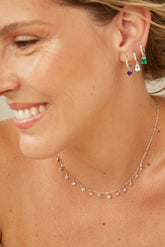 Silver Stars Necklace, White Rhodium, Premium Cubic Zirconia  + Give Magic Gift